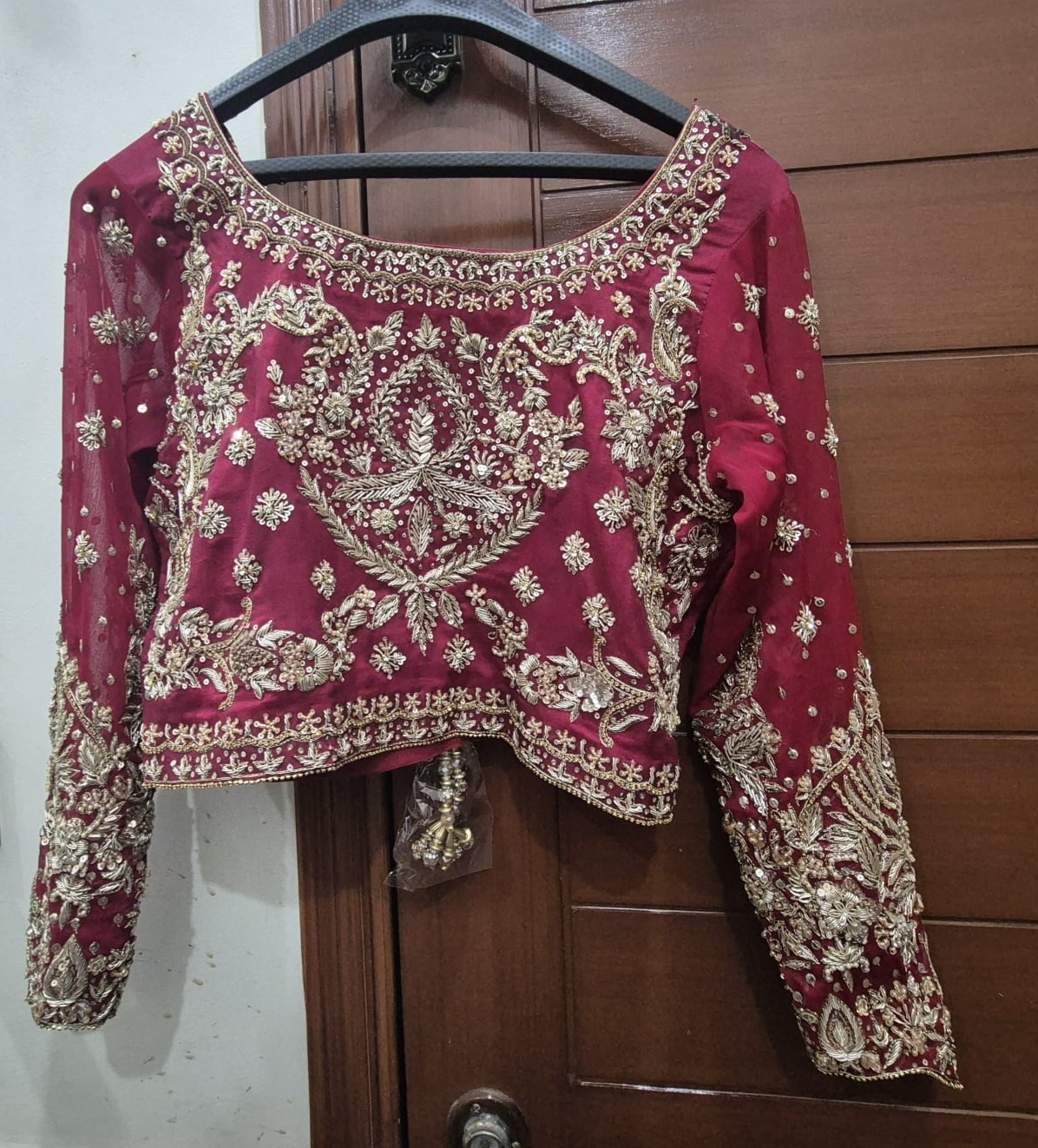 Deep red bridal dress new with heavy embellishments