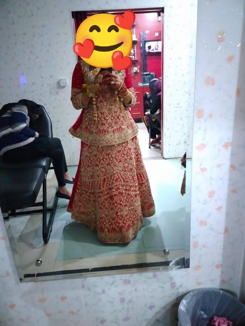 Red and golden lehanga